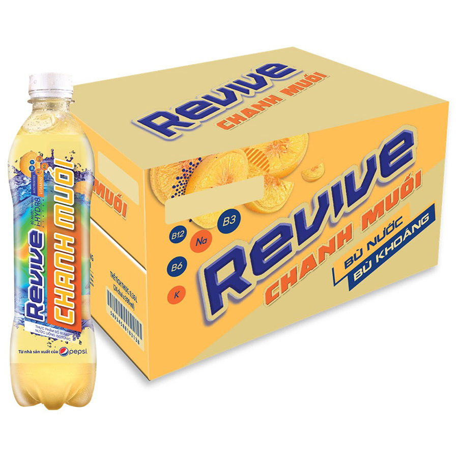 [Thùng] Nước Bù Khoáng Revive Chanh Muối 390ml x 24 Chai