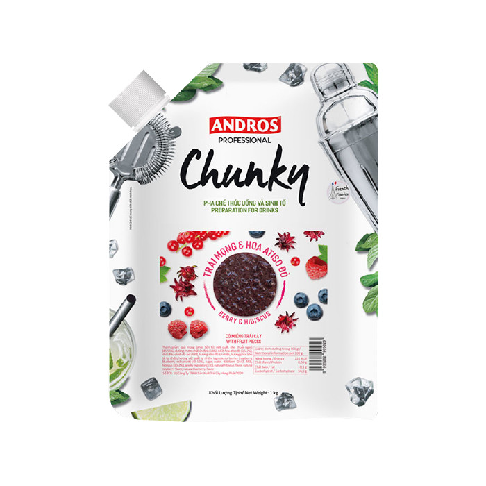 Mứt Andros Chunky Trái Mọng Và Hoa Atiso Đỏ Túi 1kg