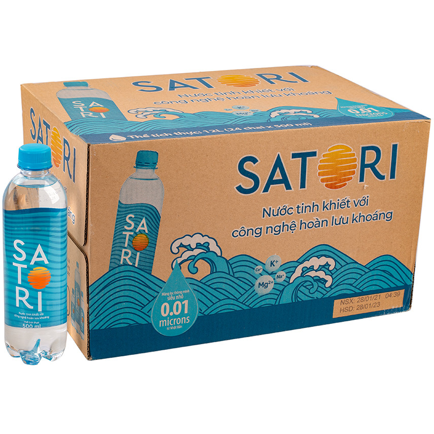 [Thùng] Nước Tinh Khiết SATORI 500ml x 24 Chai