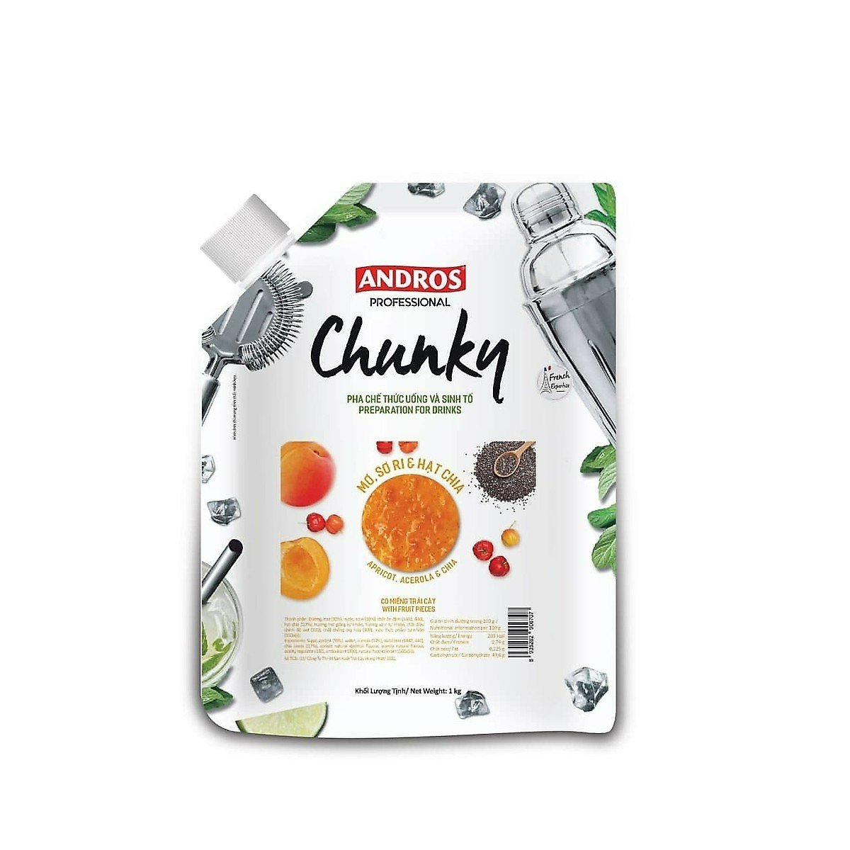 Mứt Andros Chunky Mơ, Sơ Ri Và Hạt Chia Túi 1kg