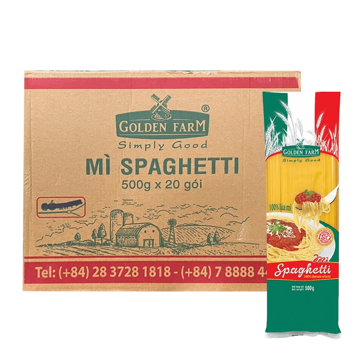 [Thùng] Mì Spaghetti Golden Farm 500g x 20 Gói