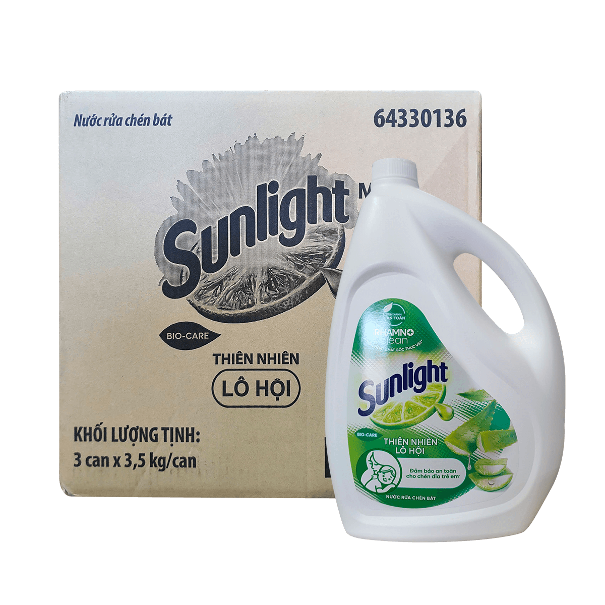 [Thùng] Nước Rửa Chén Sunlight Hương Thiên Nhiên Lô Hội 3.5kg x 3 Can