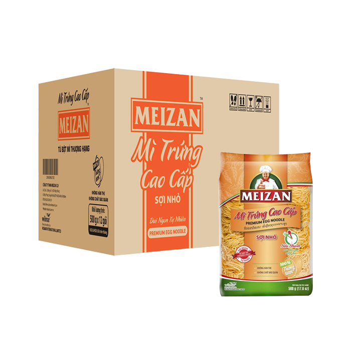 [Thùng] Mì Trứng Sợi Nhỏ Cao Cấp Meizan 500g x 12 Gói