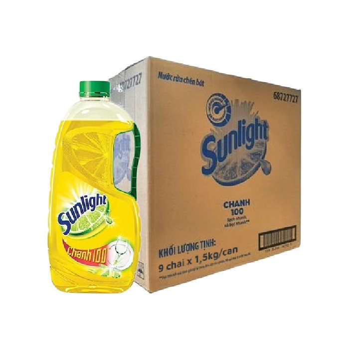 [Carton] Sunlight Dishwashing Liquid Lemon Scent 1.5kg x 9 Bottles ...
