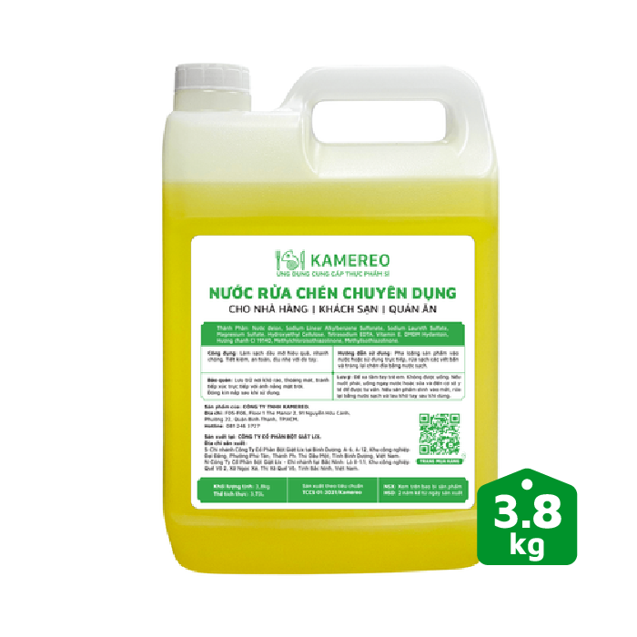 Nước Rửa Chén Chuyên Dụng Kamereo Hương Chanh 3.8kg