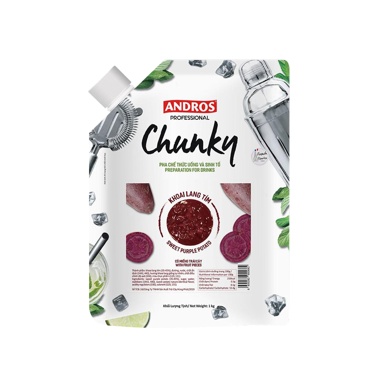 Mứt Andros Chunky Khoai Lang Tím Túi 1kg