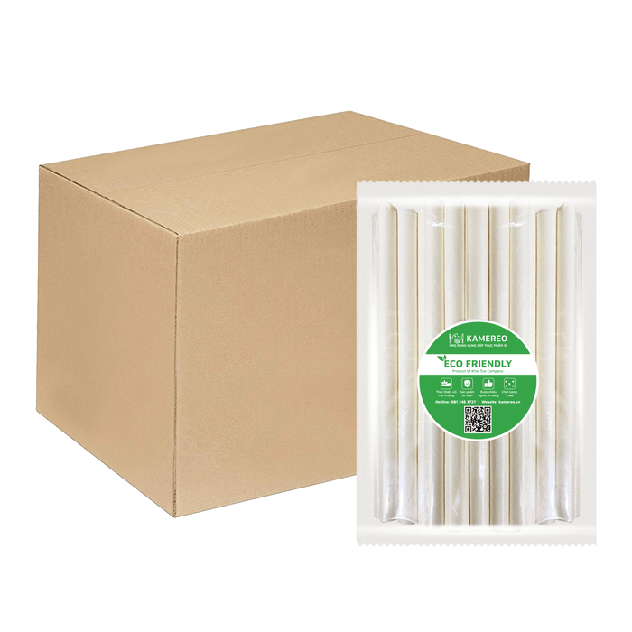 [Thùng] Ống Hút Giấy Kamereo Phi 12 x 50 Ống x 80 Gói