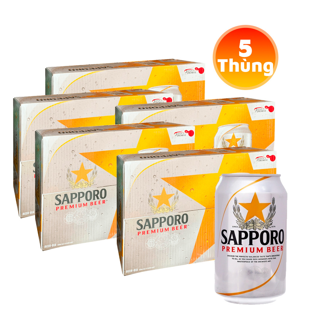 [Thùng] Bia Sapporo 330ml x 24 Lon x 5 Thùng