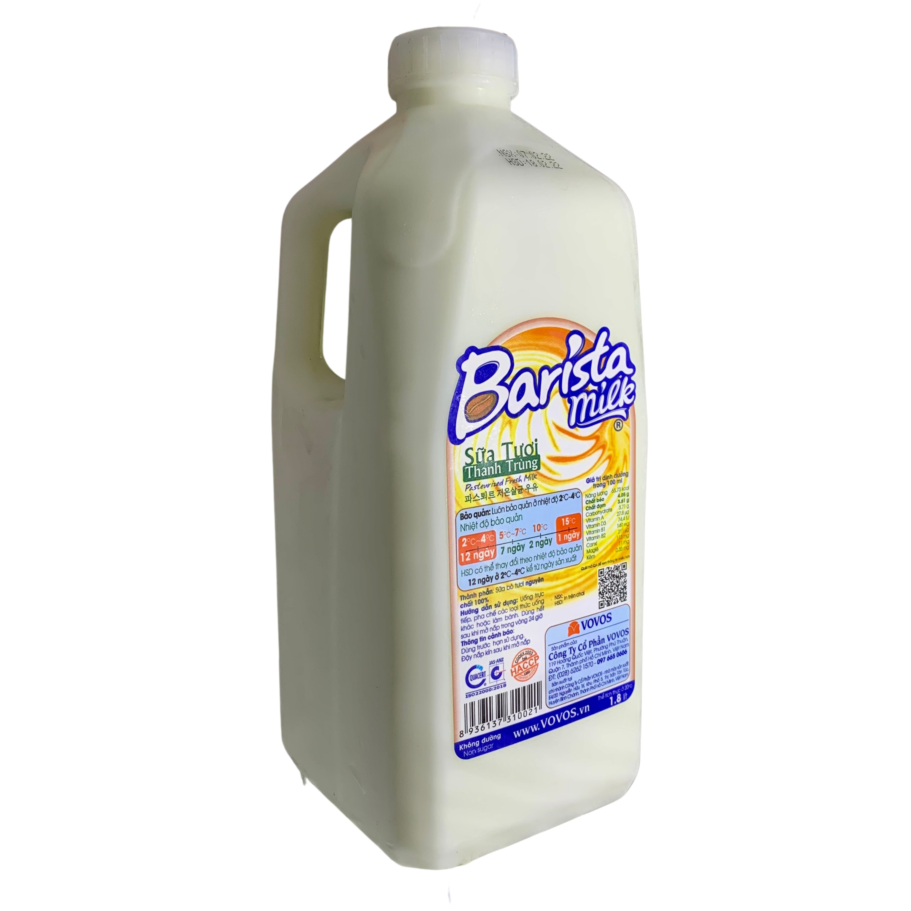 Barista Milk Pasteurized Fresh Milk 1.8L