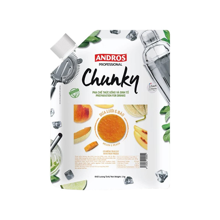 Mứt Andros Chunky Dưa Lưới Và Đào Túi 1kg