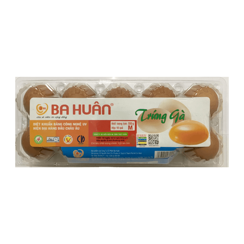 Trứng Gà Ba Huân Size M Hộp 10 Quả