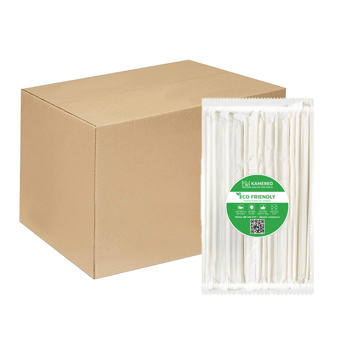 [Thùng] Ống Hút Giấy (Có Bọc Giấy) Kamereo Phi 6 x 100 Ống x 100 Gói