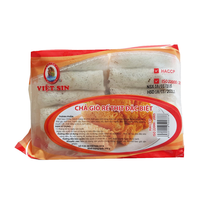 Chả Giò Rế Thịt Đặc Biệt Đông Lạnh Việt Sin 500g