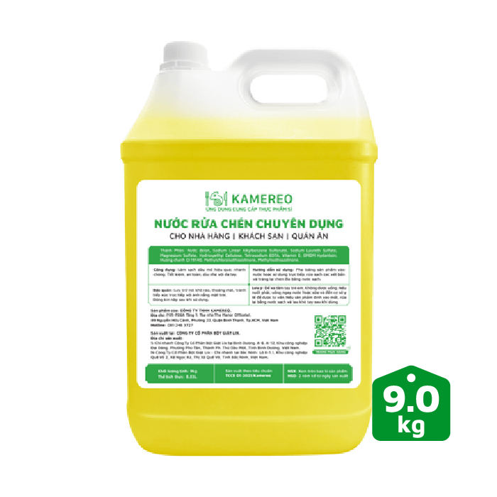 Nước Rửa Chén Chuyên Dụng Kamereo Hương Chanh 9kg