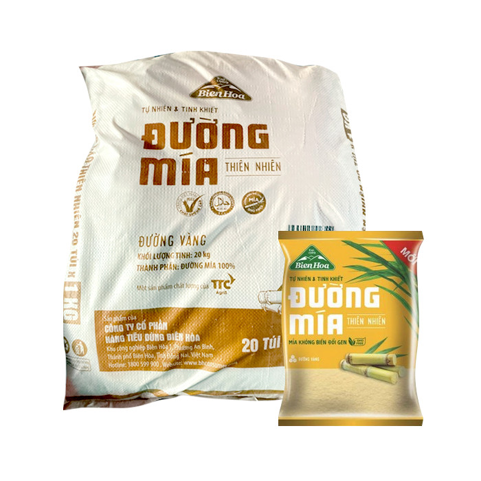 [Bao] Đường Mía Biên Hòa Natural Gold 1kg x 20 Gói