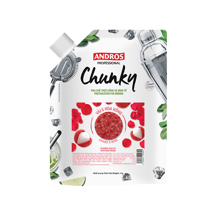 Mứt Andros Chunky Vải Hoa Hồng Túi 1kg