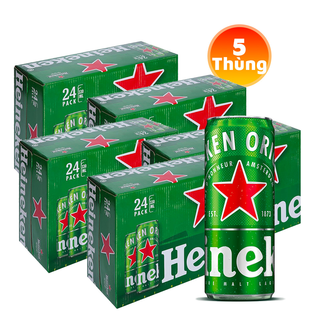 [Thùng] Bia Heineken Lon Cao 330ml x 24 Lon x 5 Thùng