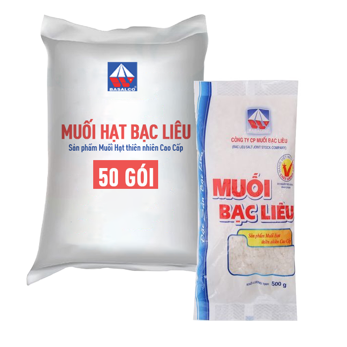 [Bao] Muối Hạt Bạc Liêu 500g x 50 Gói