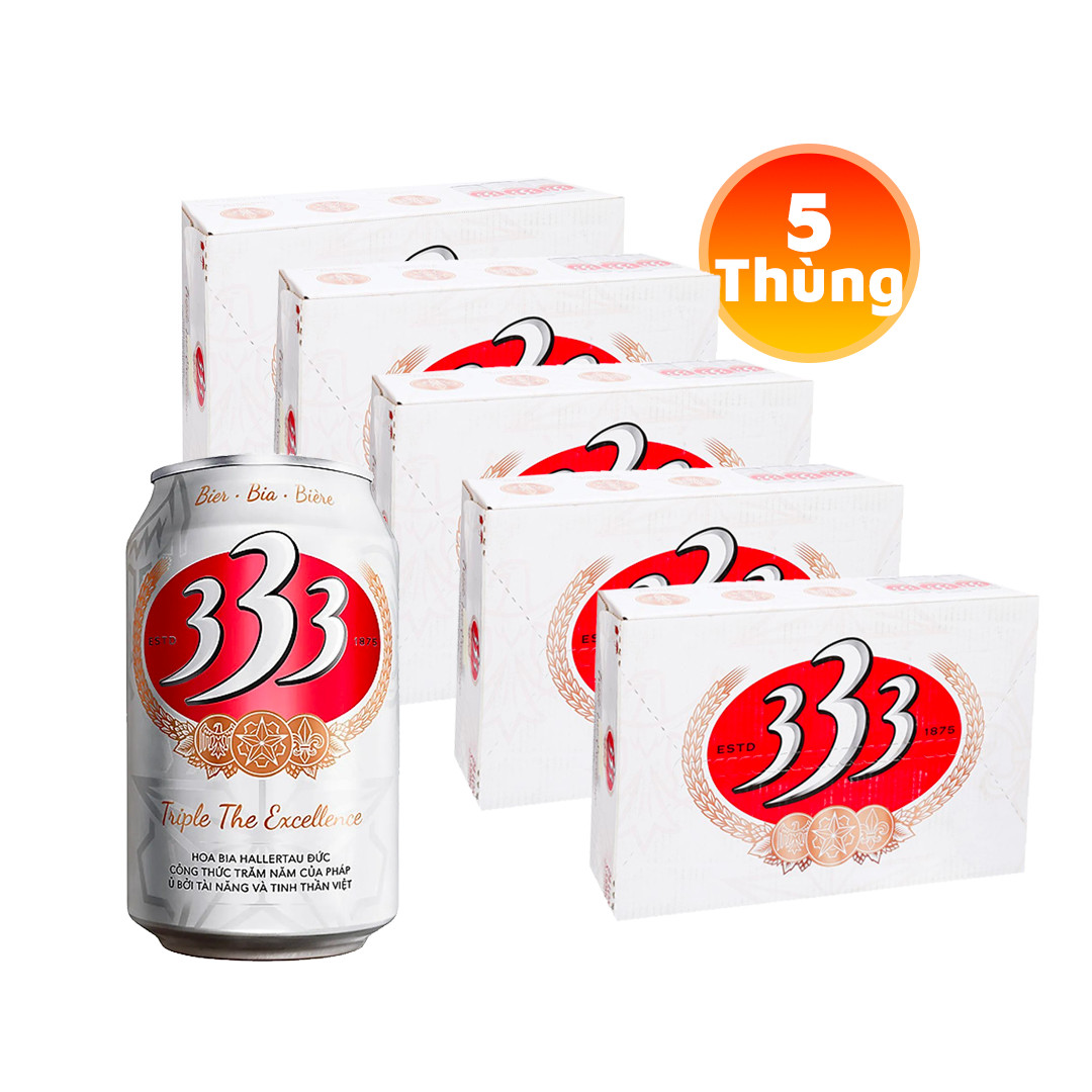 [Thùng] Bia 333 330ml x 24 Lon x 5 Thùng