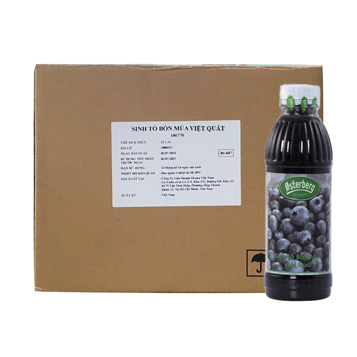[Thùng] Osterberg Sinh Tố Việt Quất 1L x 12 Chai