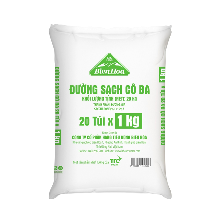 [Bao] Đường Sạch Cô Ba Biên Hoà 1kg x 20 Gói