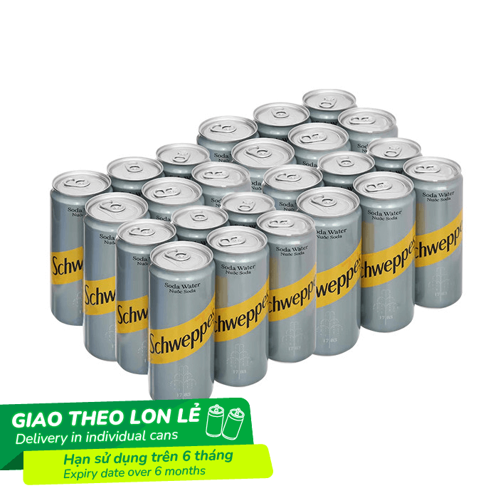 Combo 24 Lon Lẻ Schweppes Soda Water 320ml