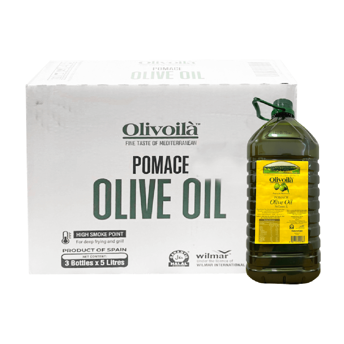 [Thùng] Dầu Oliu Pomace Olivoilà 5L x 3 Can