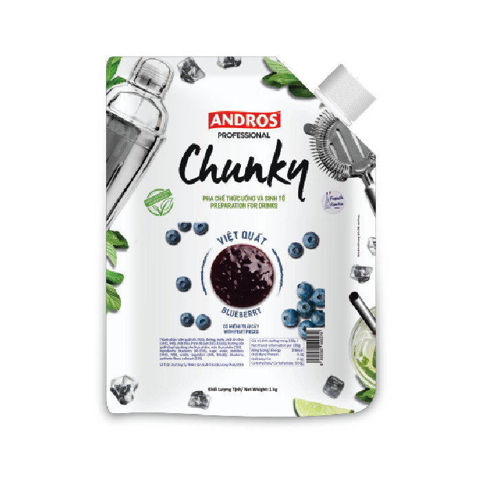 Mứt Andros Chunky Việt Quất Túi 1kg