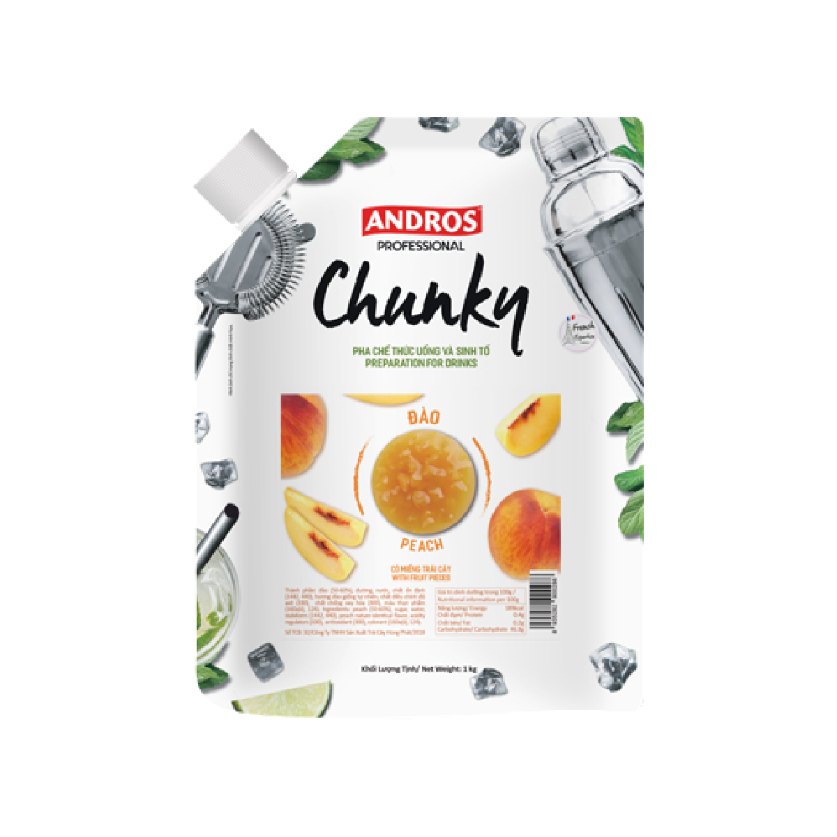 Mứt Andros Chunky Đào Túi 1kg