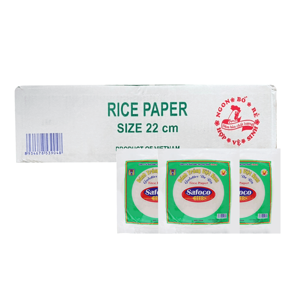 [Thùng] Bánh Tráng Safoco 300g (22cm) x 20 Gói