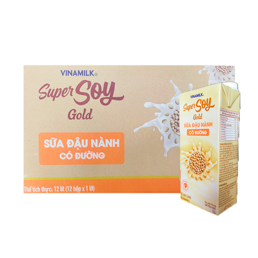 [Thùng] Sữa Đậu Nành SuperSoy Có Đường 1L x 12 Hộp